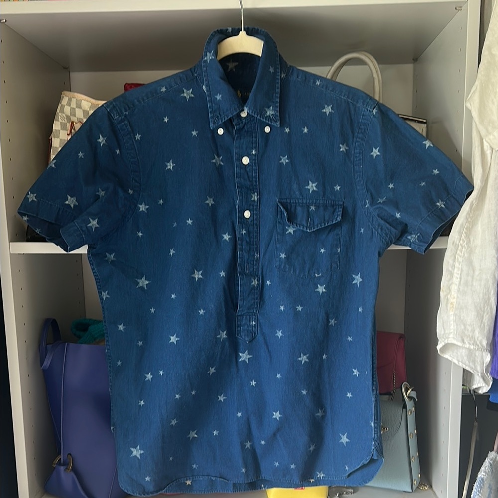 NWOT Polo Ralph Lauren Casual Blue Star Pattern Button Down Shirt